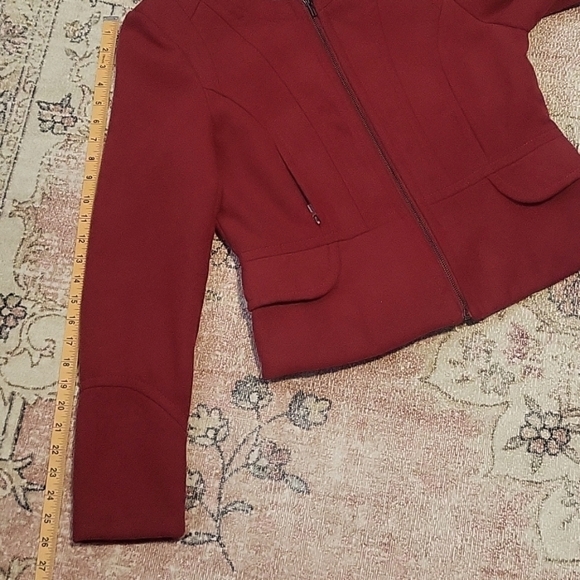 Express Vintage Structured Peplum Lined Zip Front Red Moto Jacket Size M - Picture 14 of 14